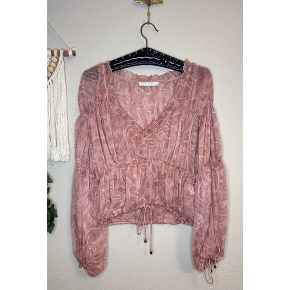 Saints + Secrets Sheer Pink Long Sleeve Top sz M - Picture 2 of 6